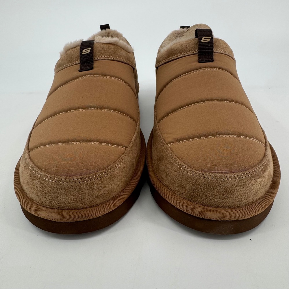 Skechers Luxe Foam Mens House Shoes Tan Wide Fit Slippers 182002WS Size 12 NEW - Picture 6 of 9